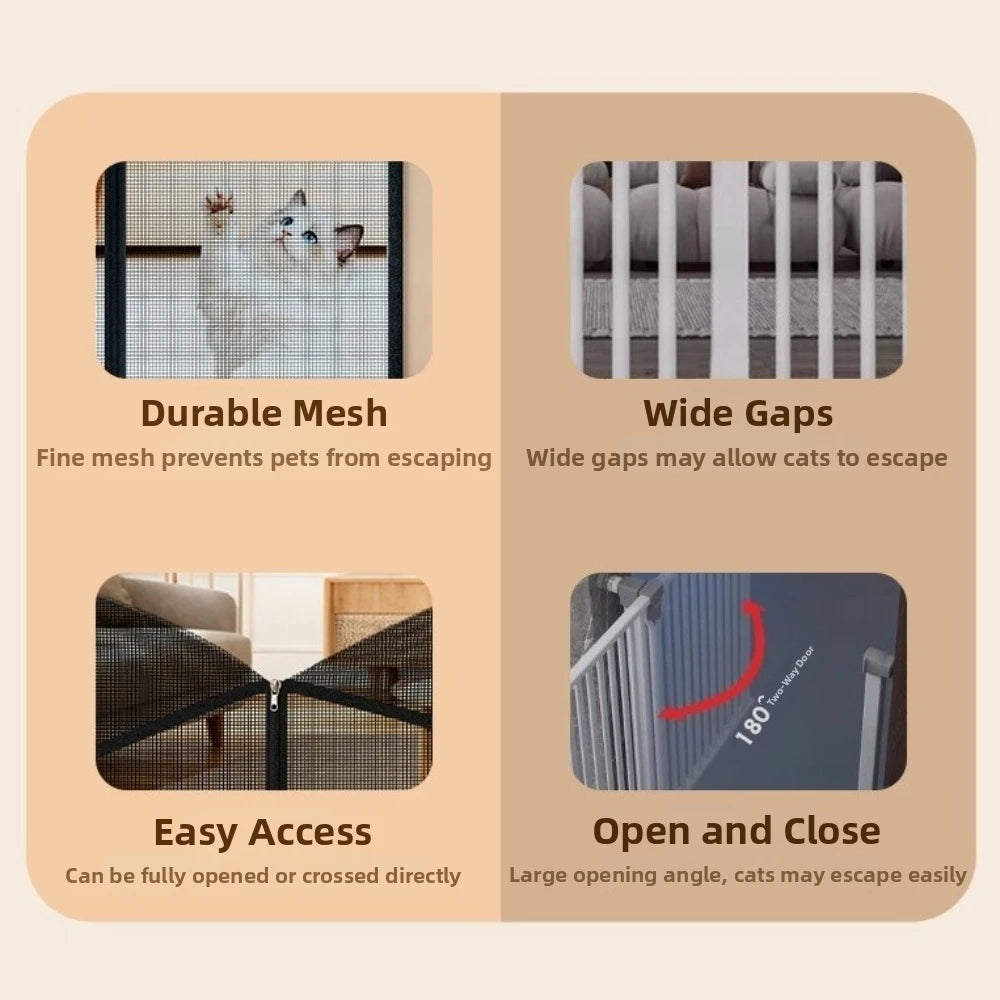 Breathable Metal Mesh Pet Barrier Gate with Zipper Door