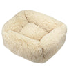 Lit carré en peluche de luxe pour chien