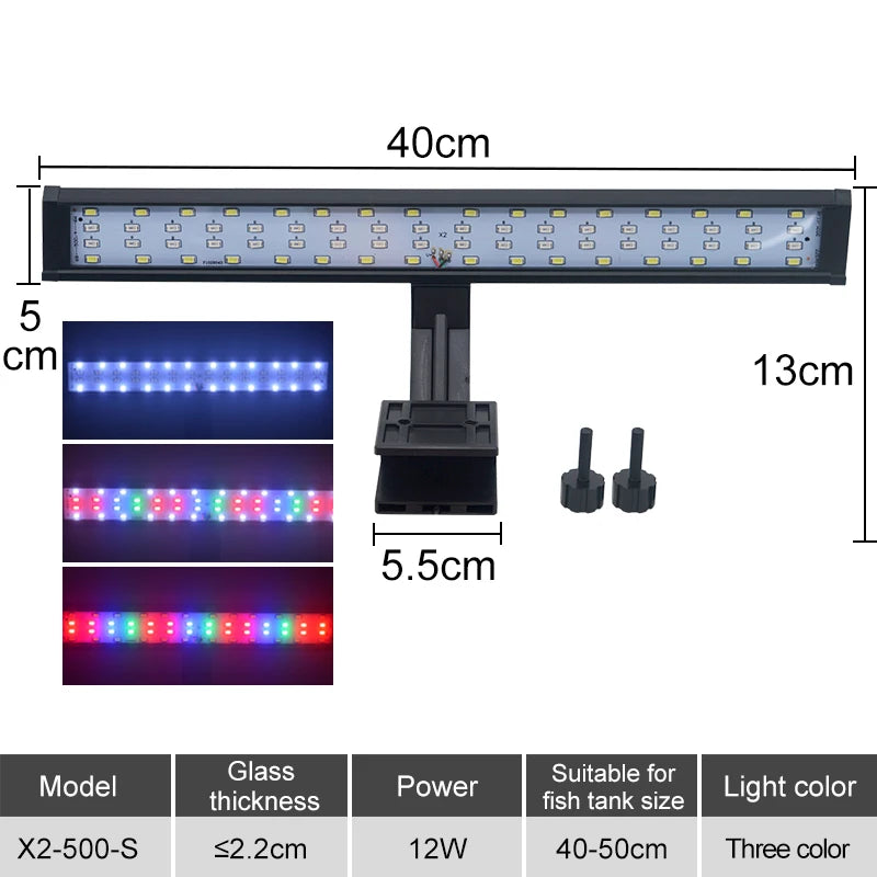 Lampe LED à clipser pour aquarium, fine, idéale pour la croissance des plantes