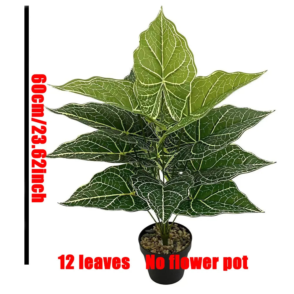 A bundle of 12 artificial monstera leaves on a plant, measuring 60cm/23.62inch.