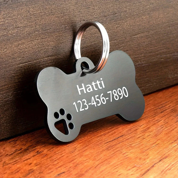 Pendentif d'identification pour animal en forme d'os personnalisé
