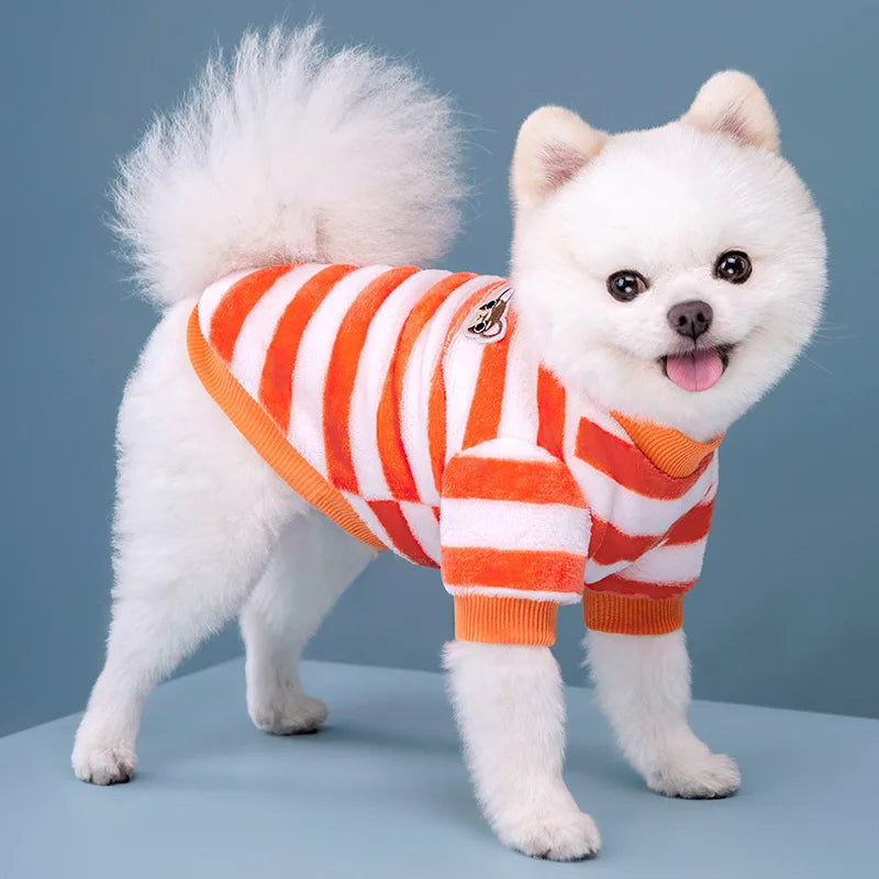 Sudadera con Capucha de Franela a Rayas Arcoíris para Perro