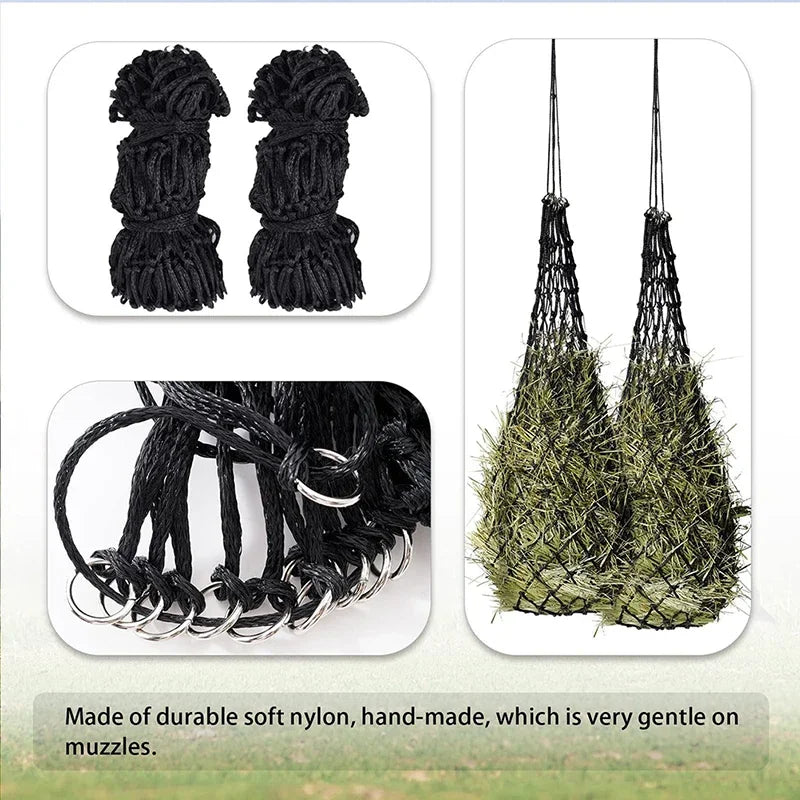 Handmade durable soft nylon horse hay net for muzzle training