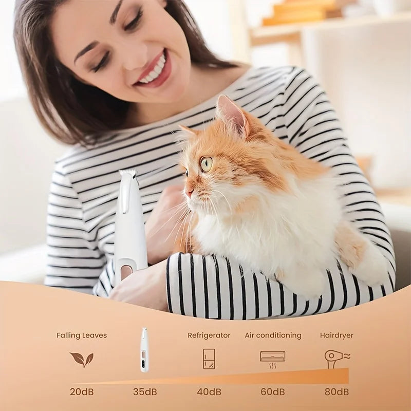 Rechargeable USB Pet Paw Trimmer – Quiet Hair Clipper for Cats and Dogs