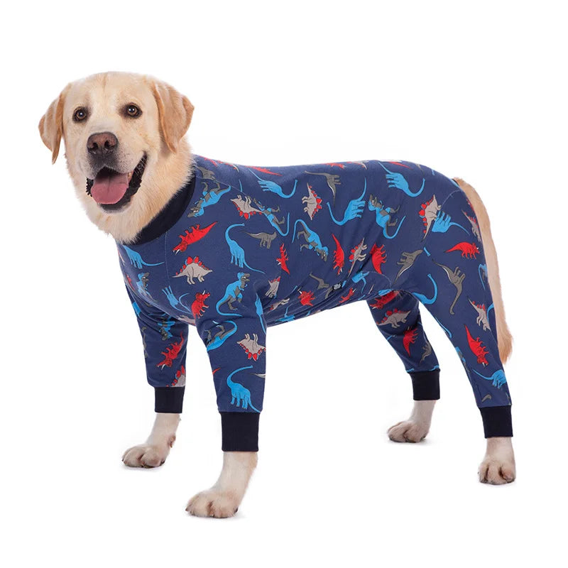 Soft Cotton Dog Pajamas Jumpsuit for Medium & Large Dogs