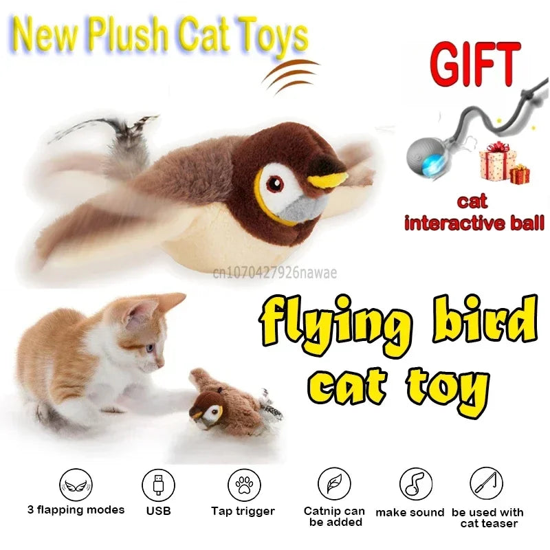 Rechargeable Chirping Bird Cat Toy with Catnip