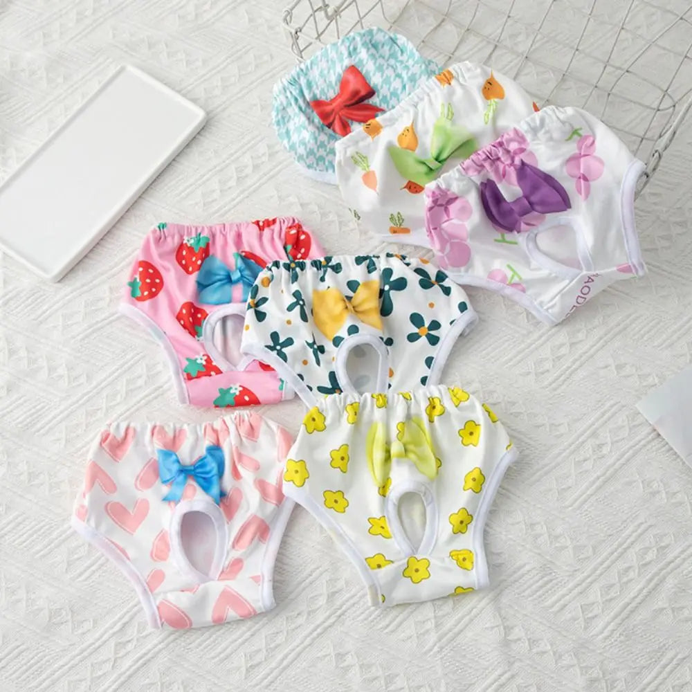 Reusable Leakproof Dog Diaper Pants with Cute Cartoon Print