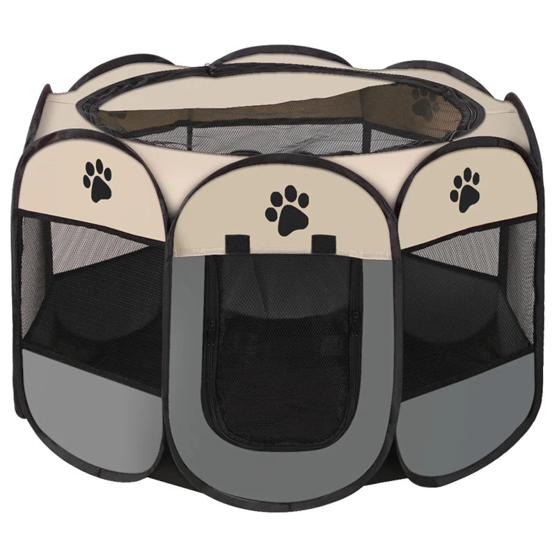 Foldable Octagonal Pet Tent with Breathable Mesh - Portable Outdoor Dog & Cat Shelter