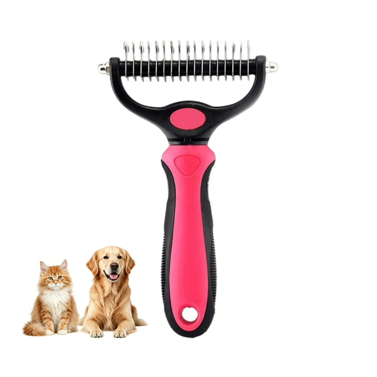 Dematting Comb for Dogs and Cats – Undercoat Rake for Long Hair, Tangles & Loose Fur