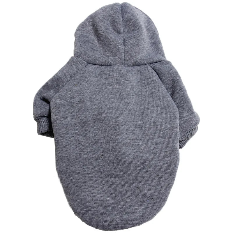 Pull gris confortable pour lapin avec capuche et poche pour petits animaux.