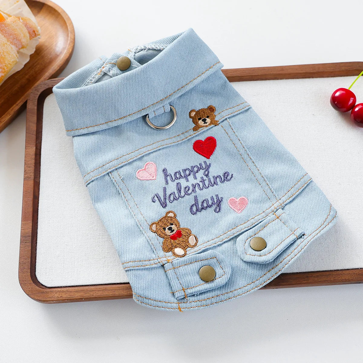 Charming Denim Jacket for Small Dogs with Playful Prints