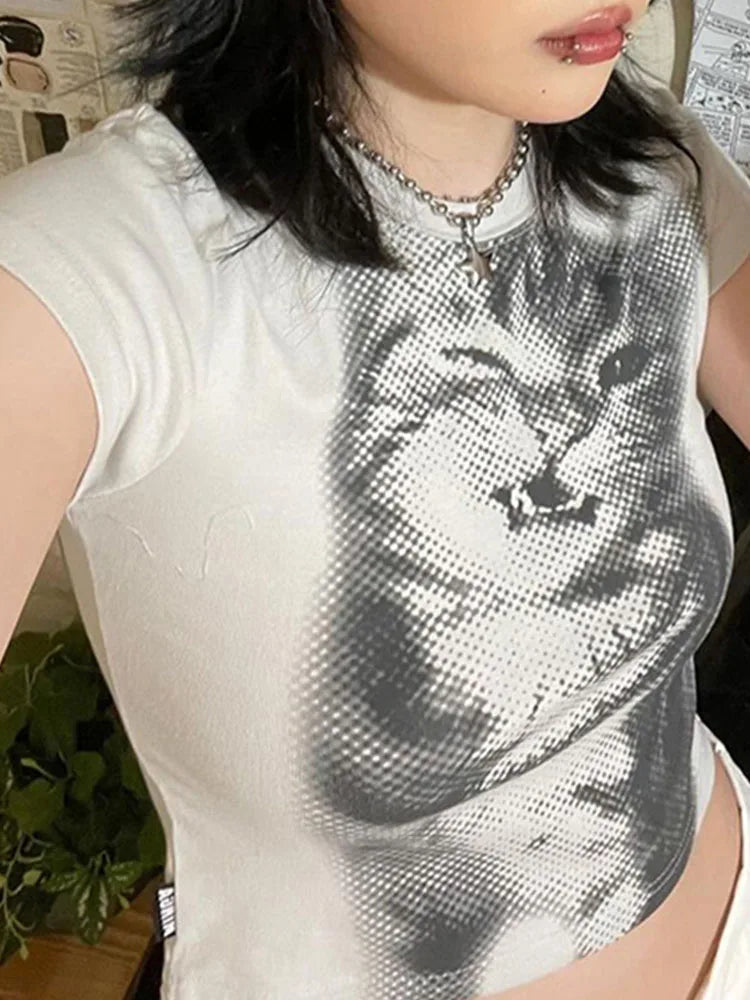 Top Crop con Estampado Animal
