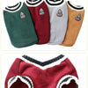 Classic V-Neck Knit Dog Sweater for Fall & Winter