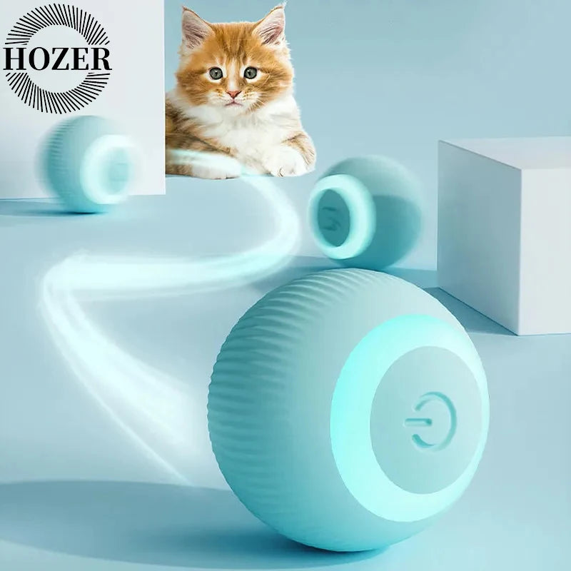 Hellblaue, intelligente interaktive Rollball für Katzen mit Leuchteffekt und einem Kätzchen