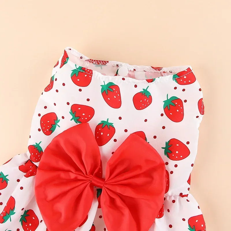 Princess-Style Summer Dog Dress with Bow for Small Breeds