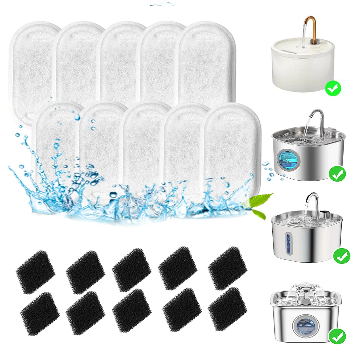 Replacement Filters for Cat Water Fountains (2.2L Compatible)