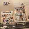 Clear Acrylic Display Stand with Slanted Tiers for Business Cards, Brochures & Cosmetics