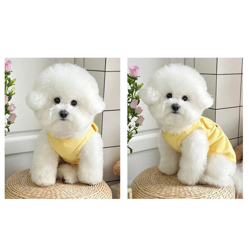 Waffle Knit Pet Vest with Leash Ring – Breathable Dog and Cat Shirt
