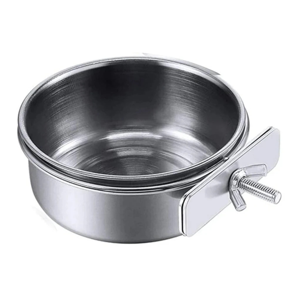 Stainless Steel Clamp-On Bird Feeder & Water Cup for Cages
