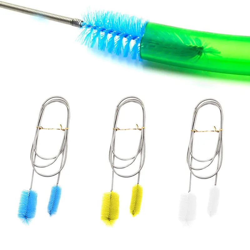 Stainless Steel Aquarium Cleaning Brush Double Head Lily Pipe