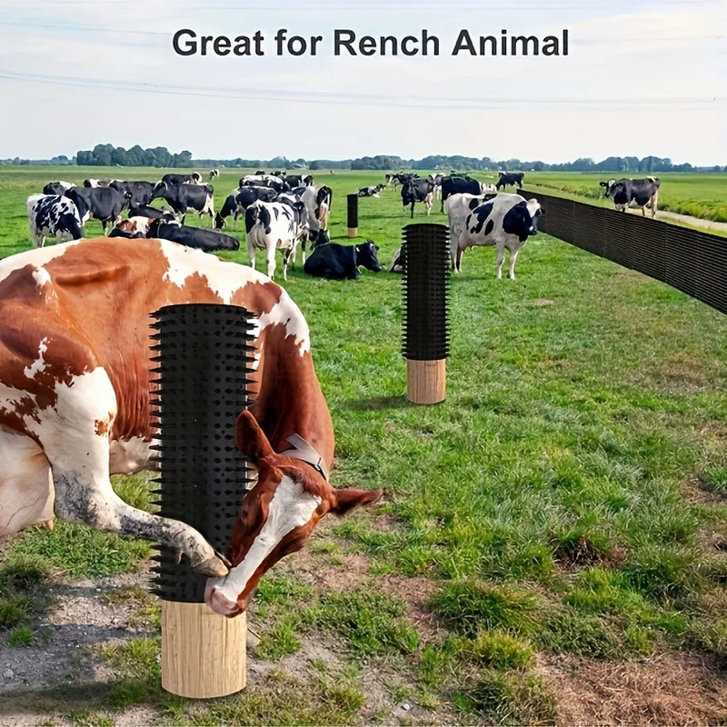 Poteau de grattage pour chevaux en PVC renforcé avec brosse en caoutchouc