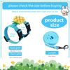 A set of blue pet harnesses and a leash for a bunny rabbit, showing chest girth measurements.