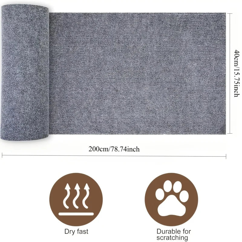 Roll of gray fabric scratch pads for cat furniture protection, durable and dry fast.