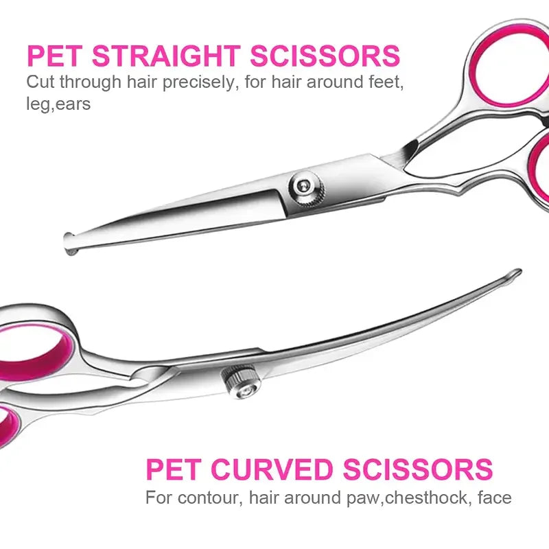 Stainless Steel Pet Grooming Scissors Set with Safety Round Tips