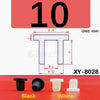 Ten silicone rubber hole plugs shown in black and white, with technical drawing details.