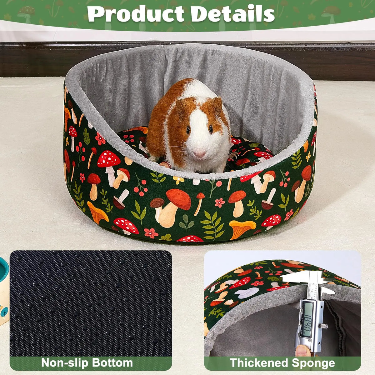 Cozy Fleece Hideout Bed for Small Pets with Removable Cushion