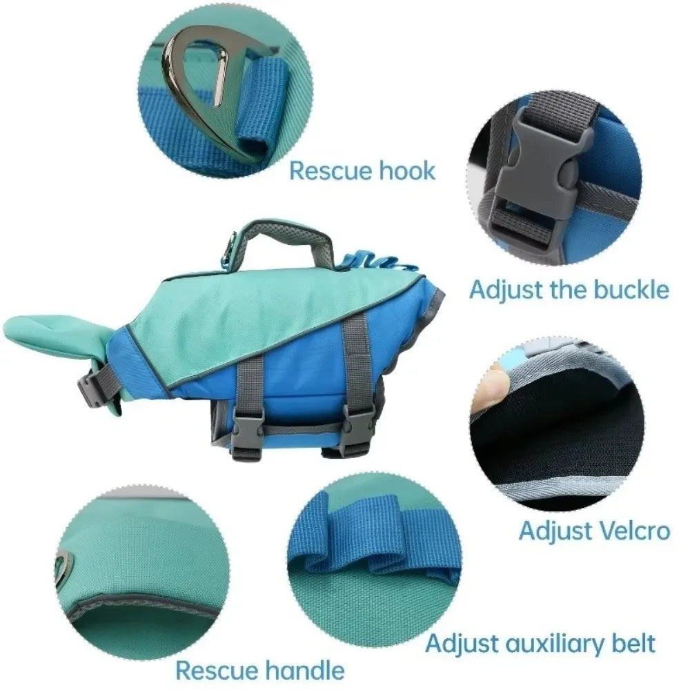 Adjustable Dog Life Jacket with Reflective Stripes