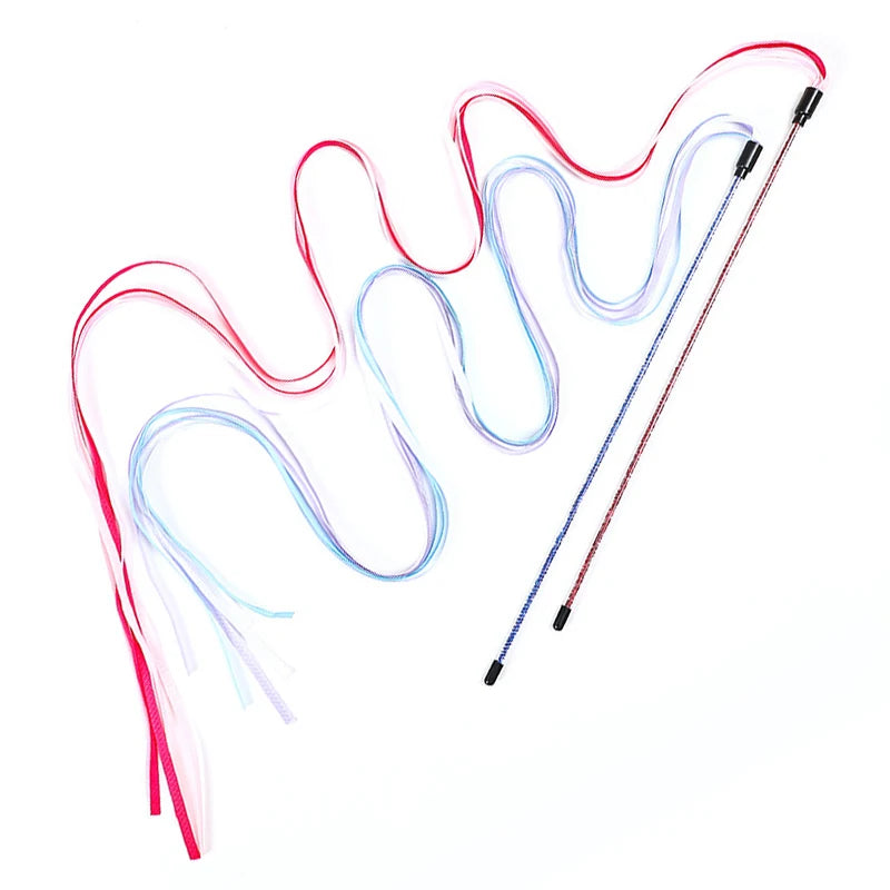 Interactive Cat Teaser Rod Toy with Satin Ribbon