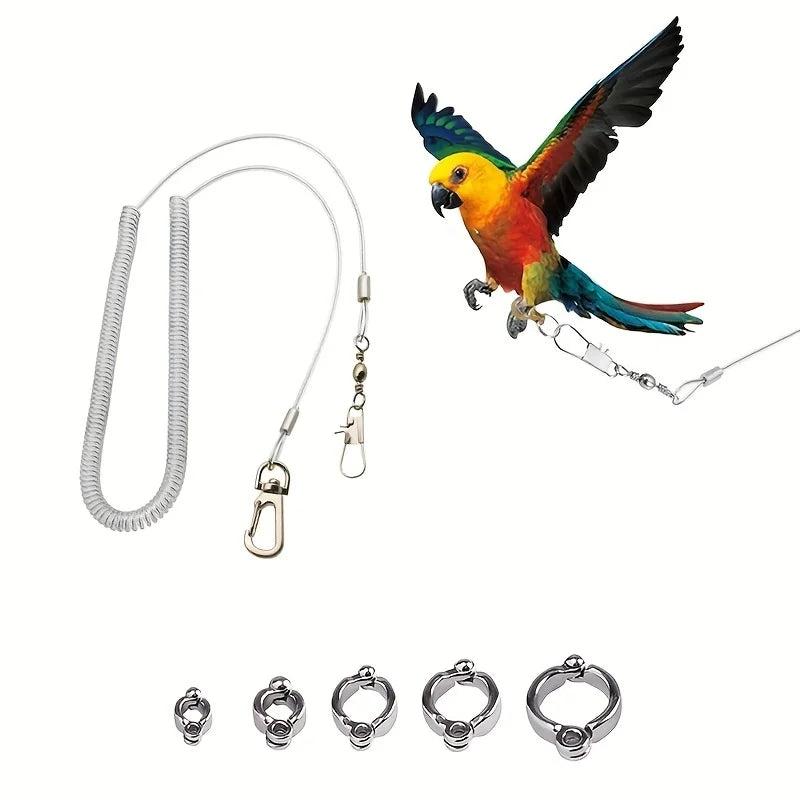Adjustable Parrot Training Harness with Five Leg Loop Sizes