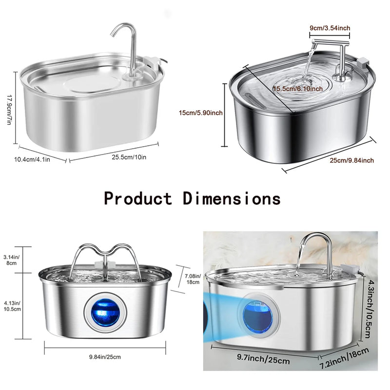 Stainless Steel Pet Water Fountain