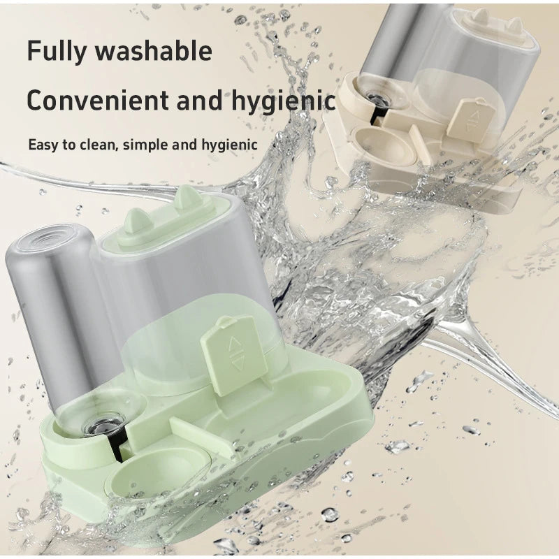 2-in-1 Pet Water and Food Dispenser with Dual Bowls