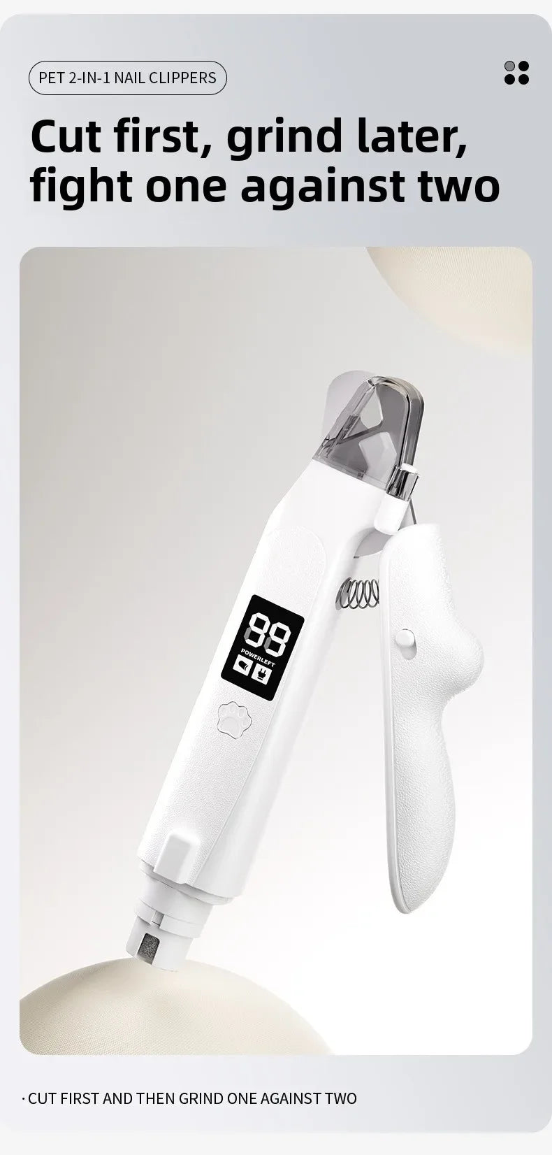2-in-1 Pet Nail Clipper and Grinder with LED Light