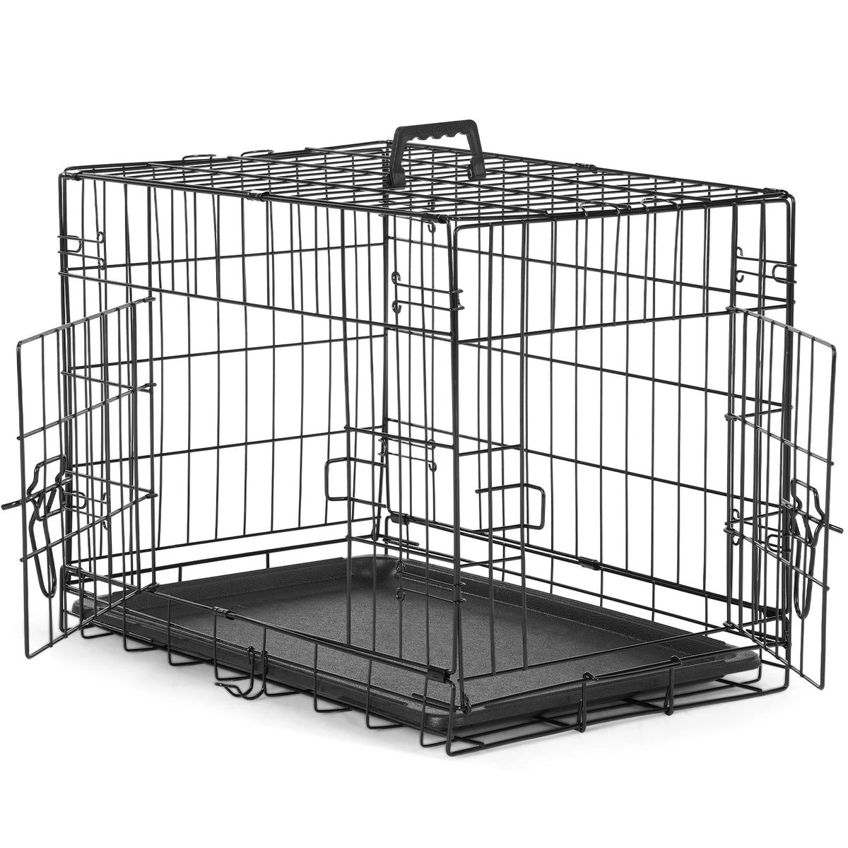 Extra-Large Foldable Metal Dog Crate with Double Doors and Leak-Proof Tray
