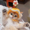 Cute Adjustable Cat Hat with Flowers for Cats and Small Dogs