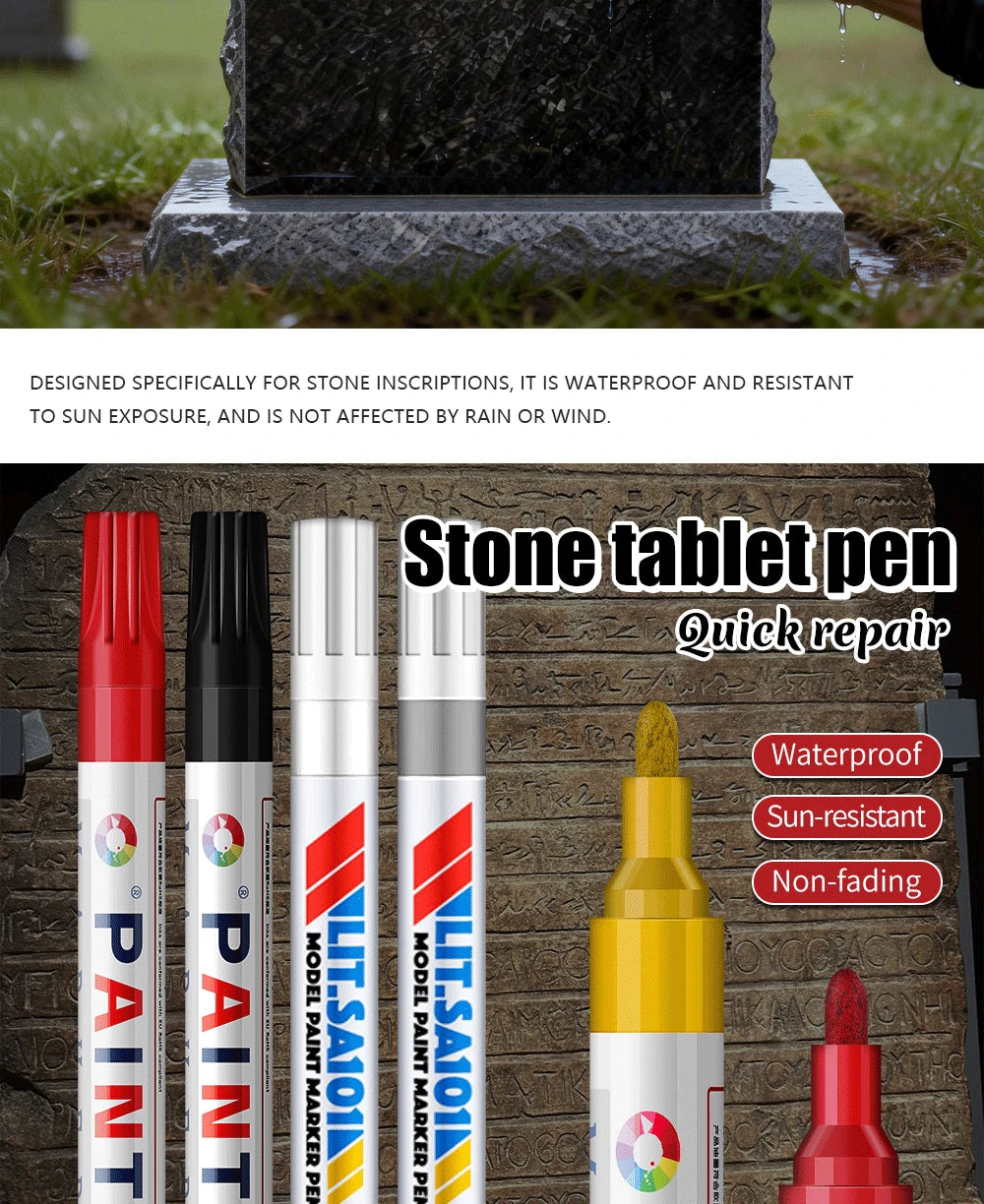 Permanent Stone Touch-Up Paint Pen for Rock, Ceramic, and Mug DIY