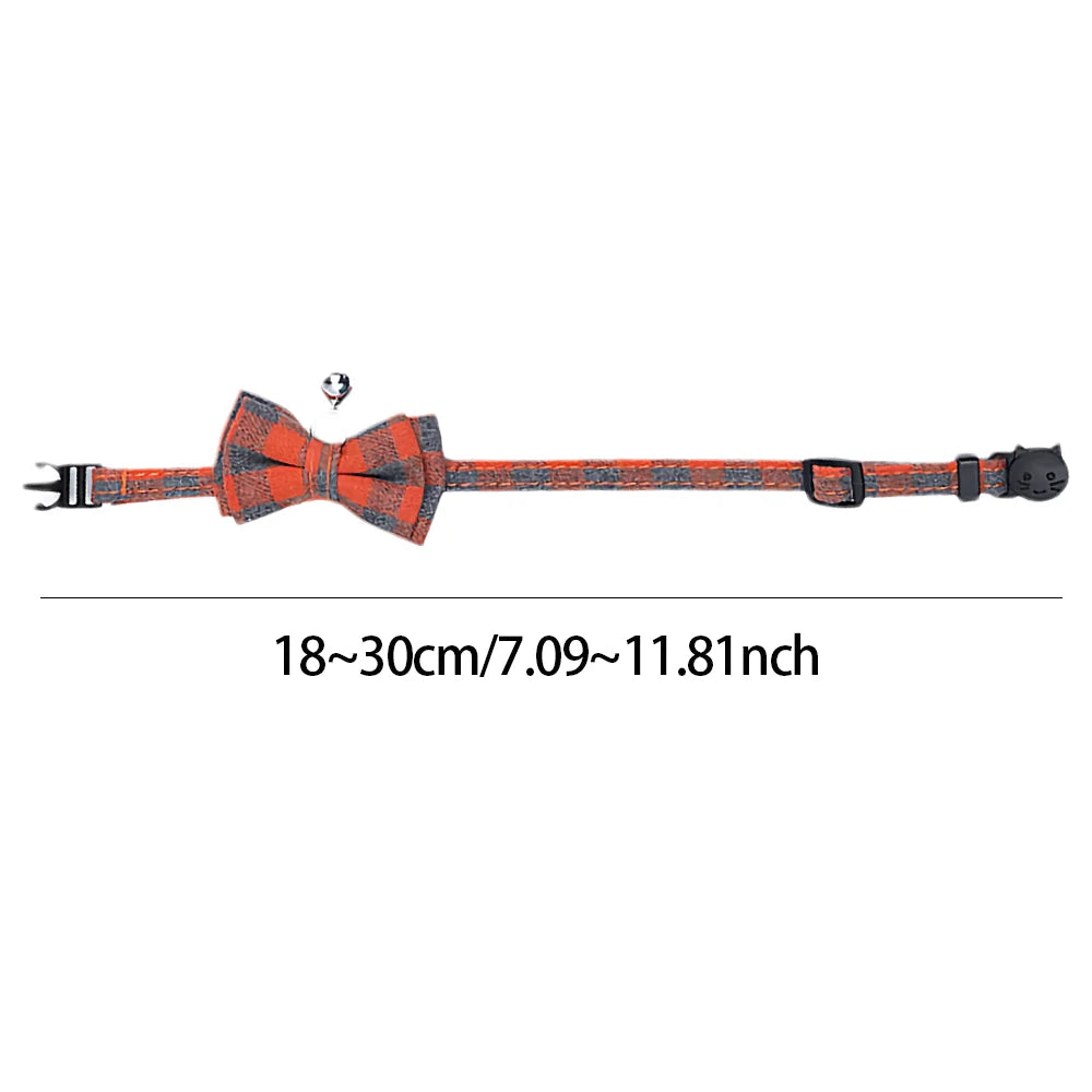 Orange plaid bow tie collar for cats and small dogs