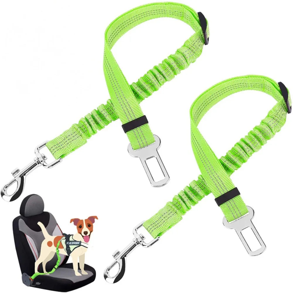 Reflective Adjustable Dog Car Seat Belt with Bungee Harness