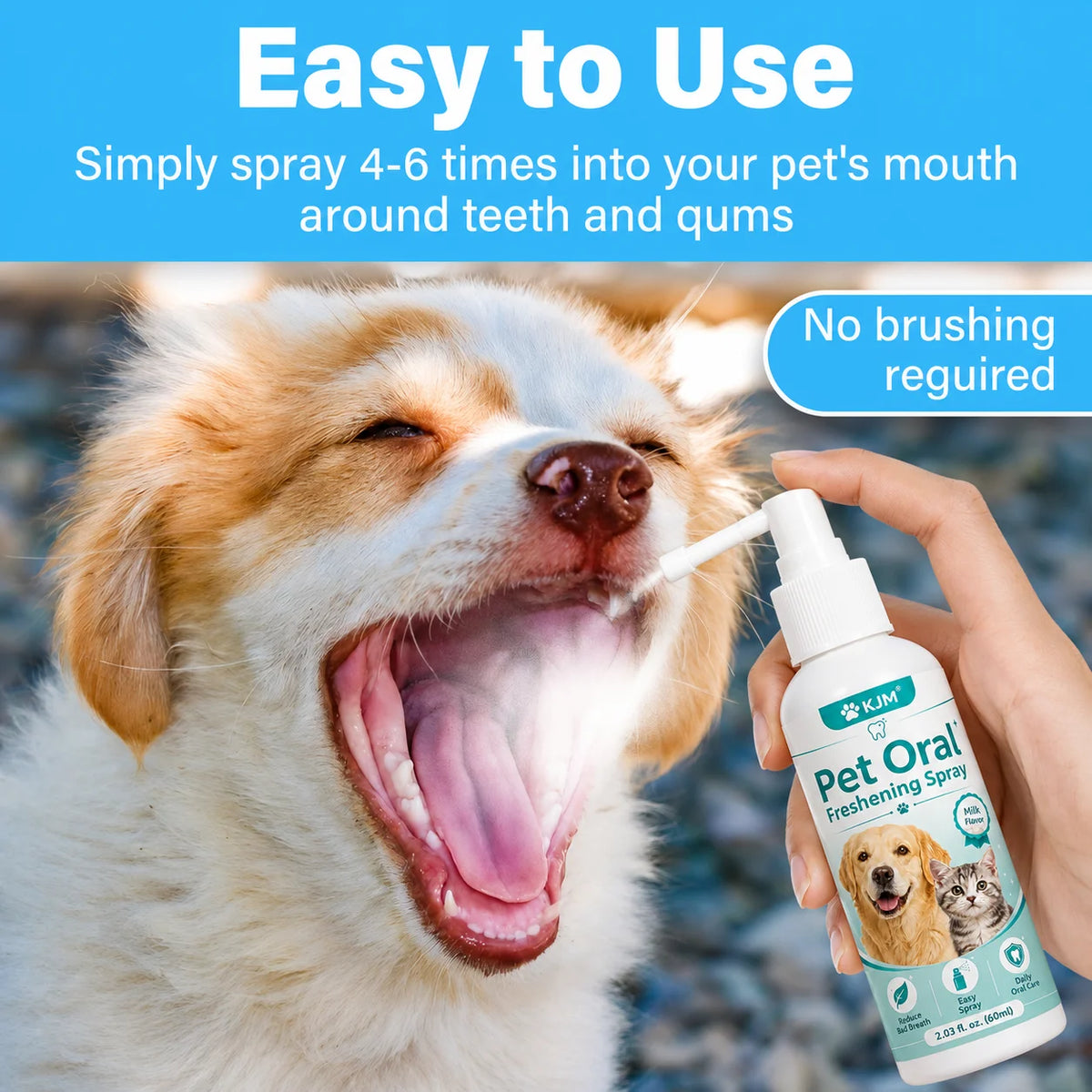 2-in-1 Pet Dental Spray for Fresh Breath & Tartar Control