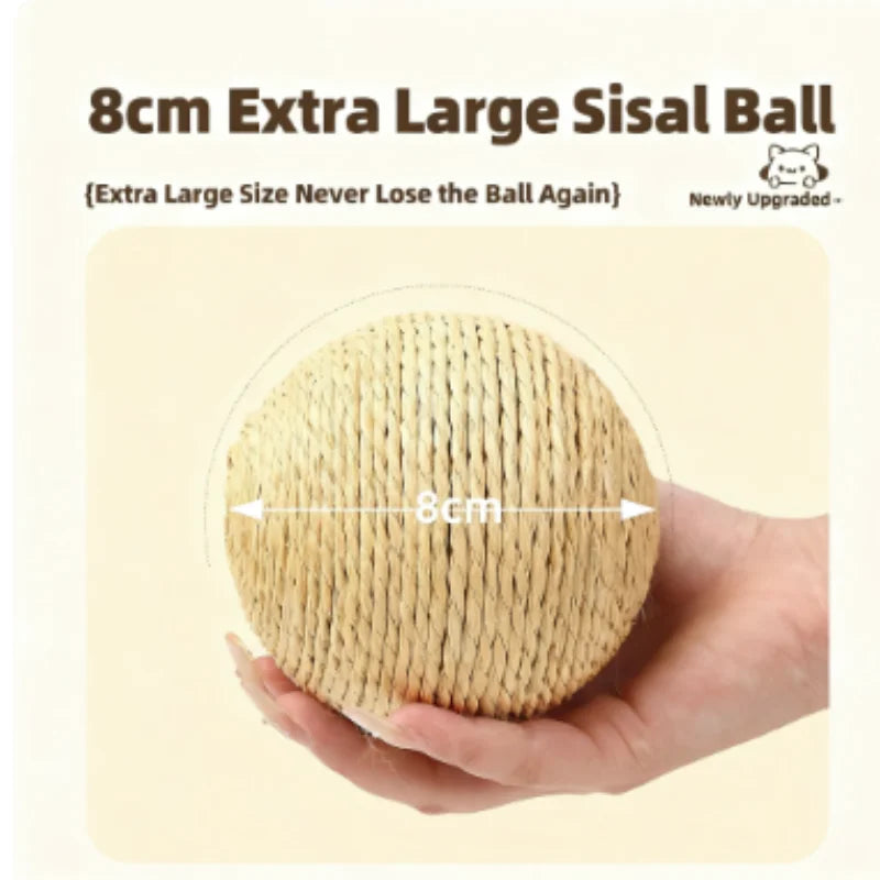 Eine Hand hält eine 8 cm große Extra-Große Sisalball, die ihre Größe zeigt.