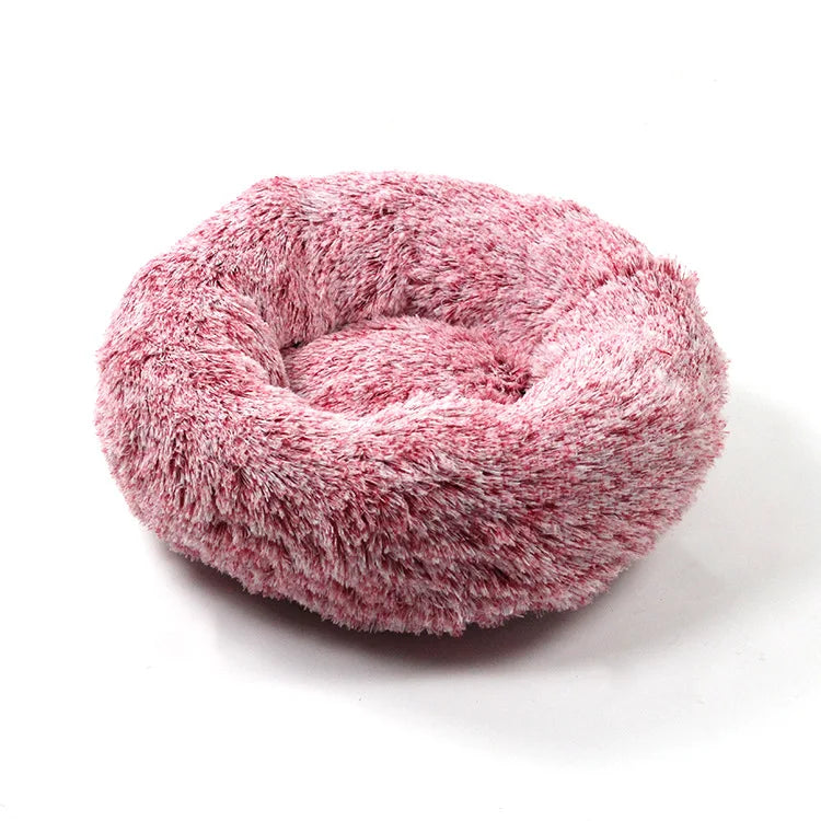 Cozy Plush Round Pet Bed with Detachable Washable Cover