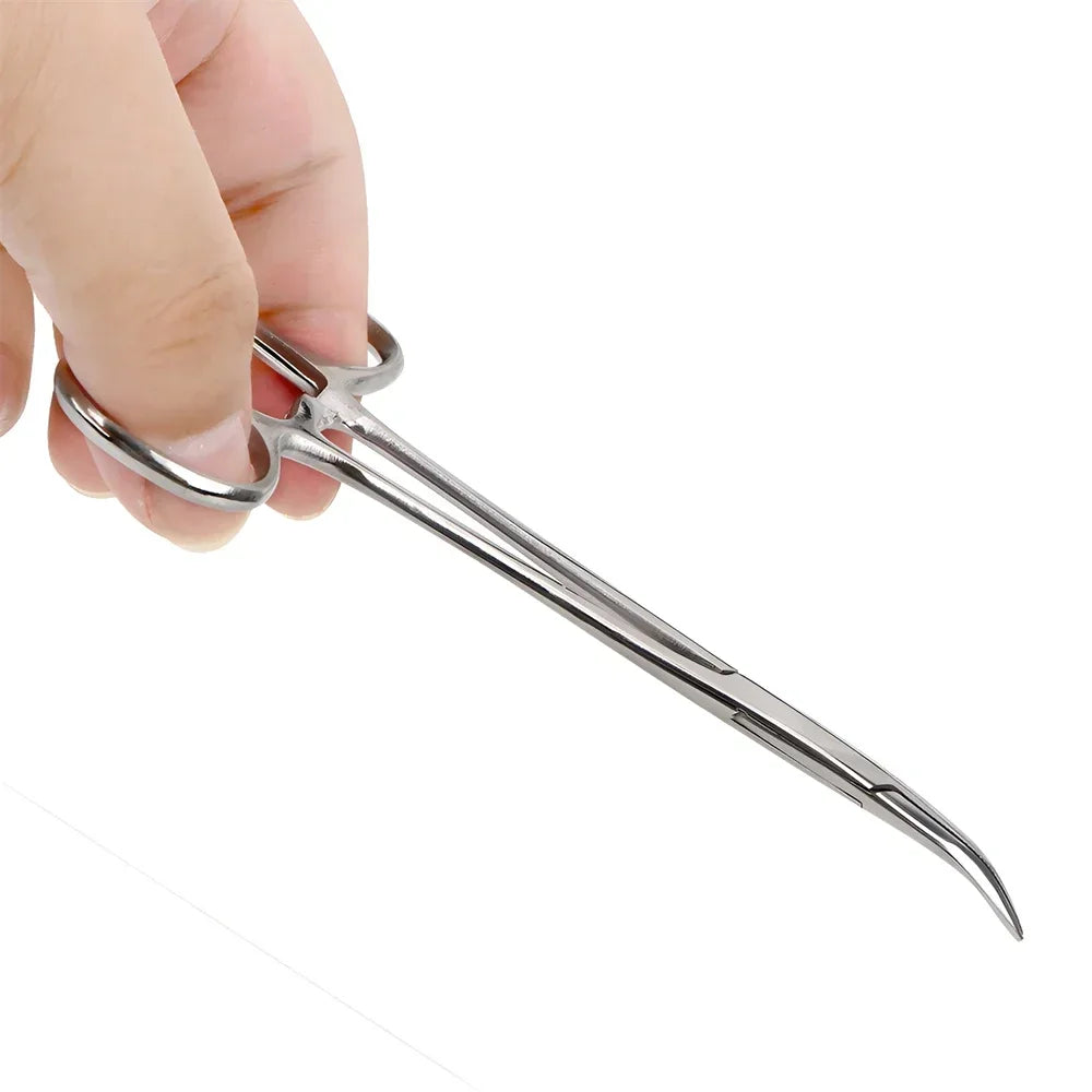 Stainless Steel Pet Grooming Tweezers with Curved Tip