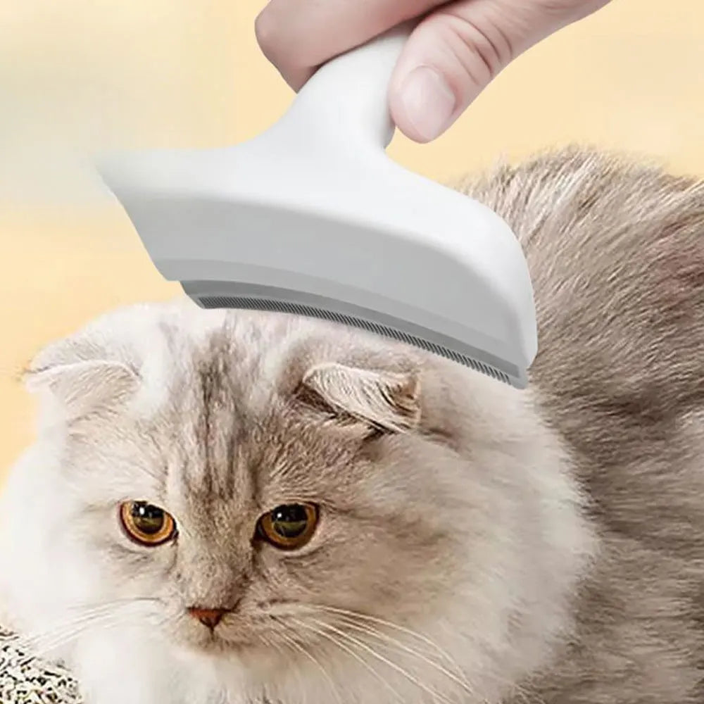 Pet Deshedding Brush with V-Tooth Comb - Gentle Undercoat Rake for Dogs & Cats