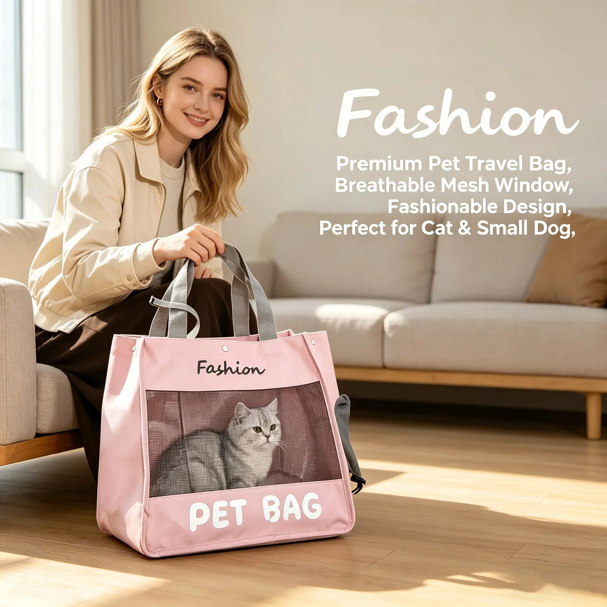 Breathable Head-Out Pet Carrier Tote for Cats and Small Dogs