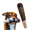 Cigar-Shaped Squeaky Plush Dog Toy for Interactive Play and Teeth Care