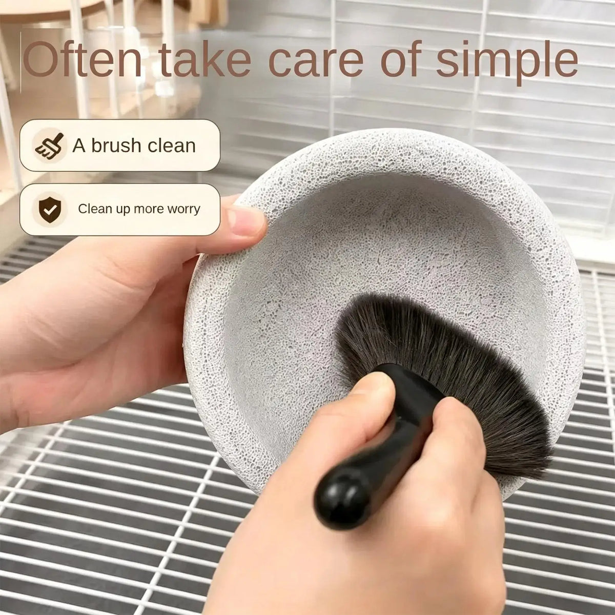 Natural Pumice Bird Feeding Bowl with Anti-Spill Design