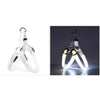 A clear rechargeable LED dog harness with a breathable mesh strap shown in two views.